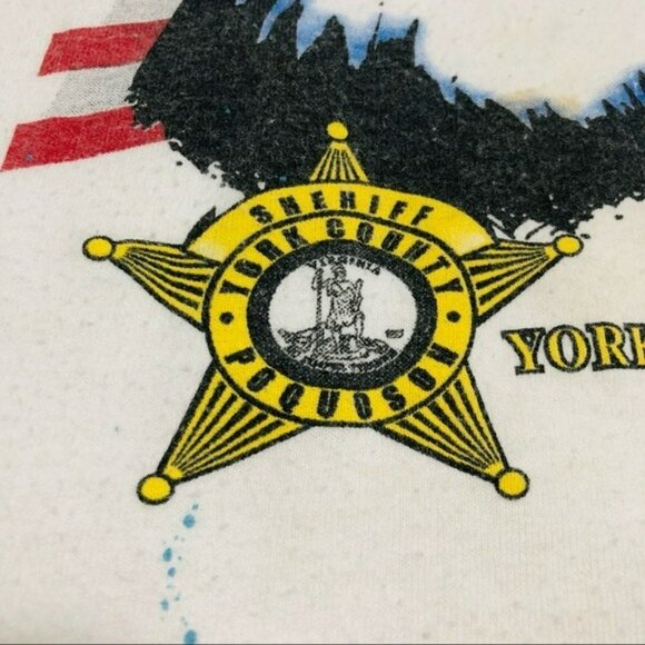 Gildan TShirt Men Sz M York Poquoson Sheriff Office Drug Freedom Eagle USA Flag - Picture 4 of 11